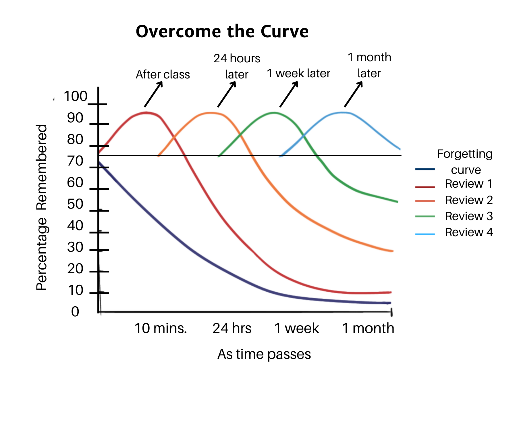 The effect of reinforcement through repetition on increased retention versus no review at all